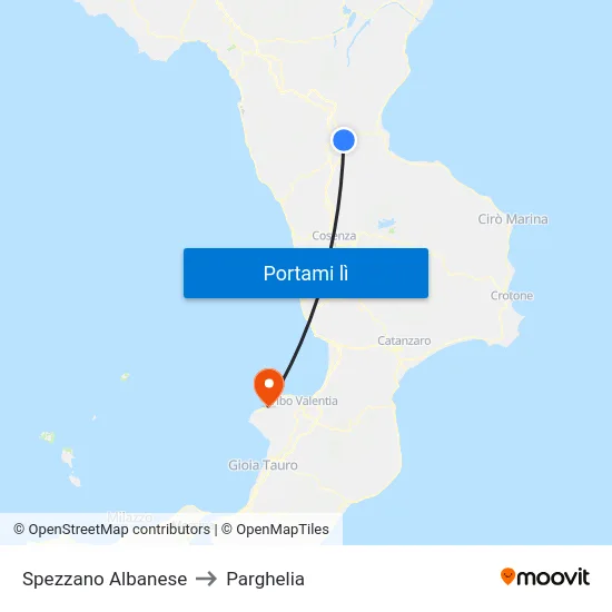 Spezzano Albanese to Parghelia map