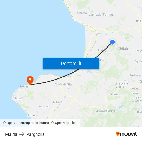 Maida to Parghelia map