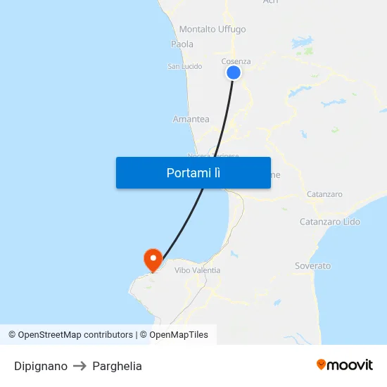 Dipignano to Parghelia map