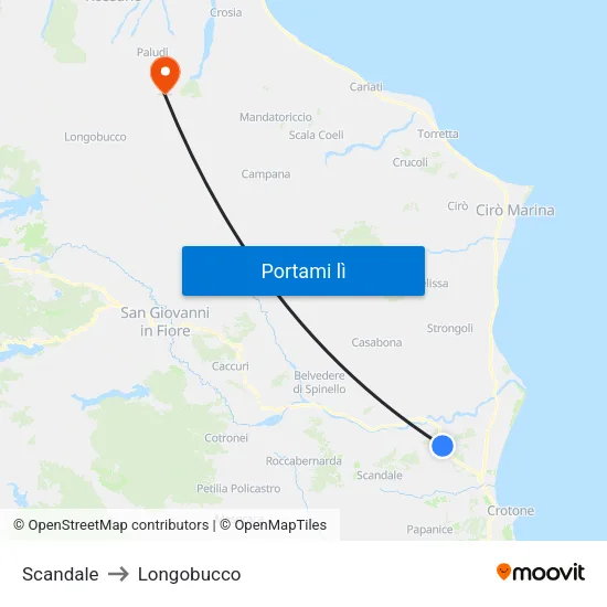 Scandale to Longobucco map