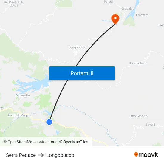 Serra Pedace to Longobucco map