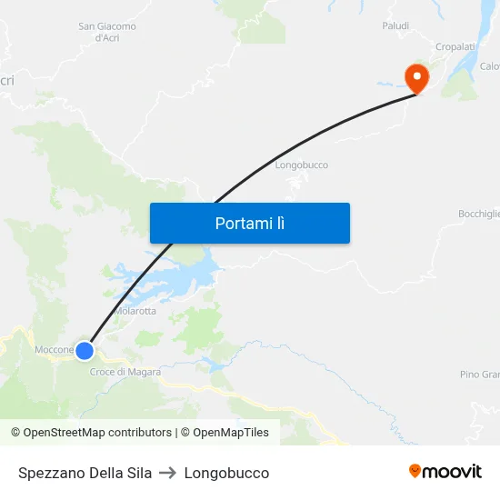 Spezzano Della Sila to Longobucco map