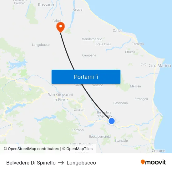 Belvedere Di Spinello to Longobucco map