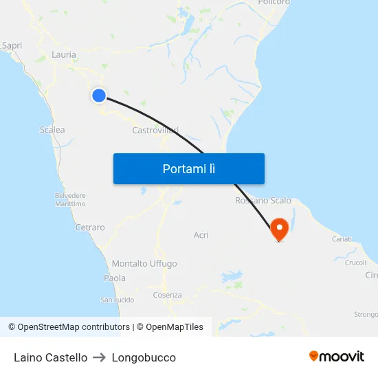 Laino Castello to Longobucco map