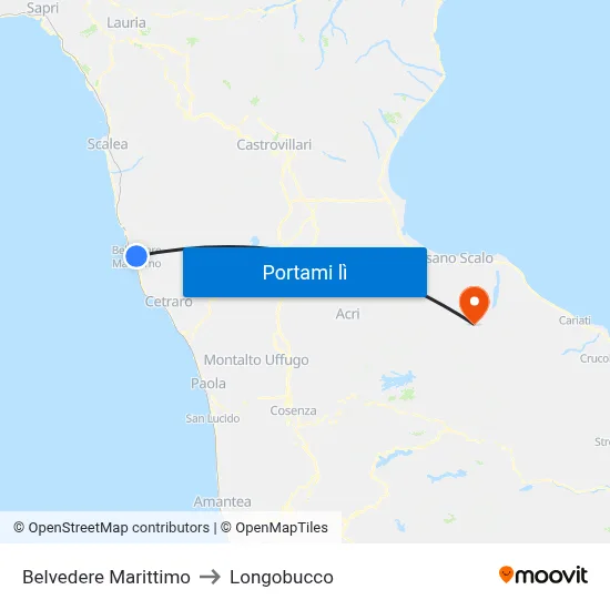 Belvedere Marittimo to Longobucco map