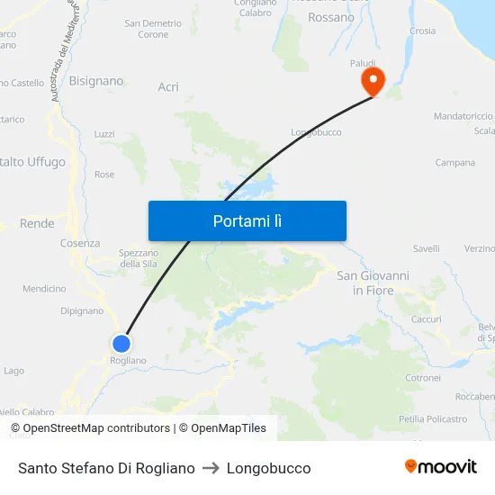 Santo Stefano Di Rogliano to Longobucco map