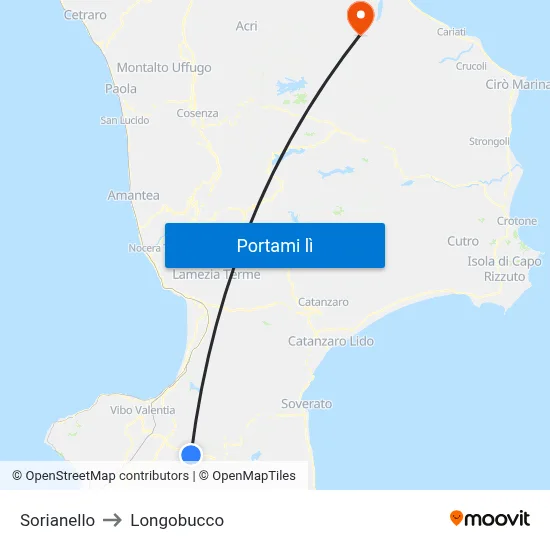 Sorianello to Longobucco map