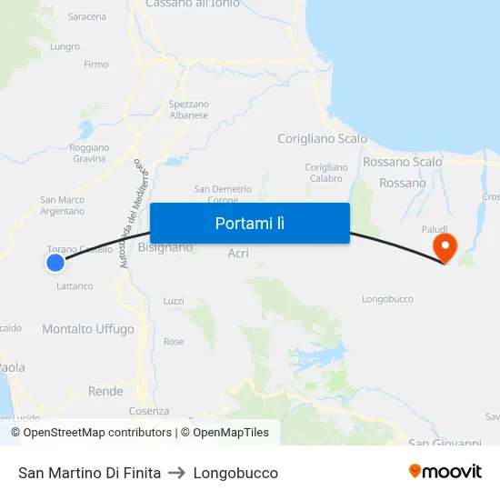 San Martino Di Finita to Longobucco map