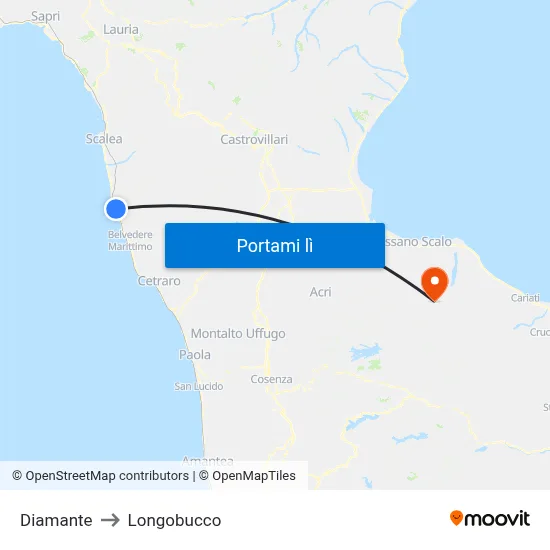 Diamante to Longobucco map