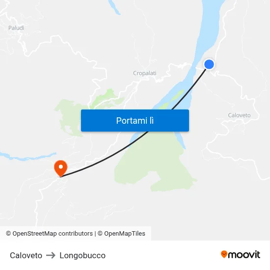 Caloveto to Longobucco map