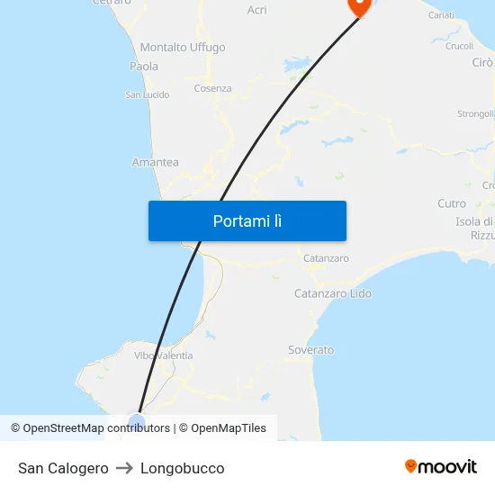 San Calogero to Longobucco map