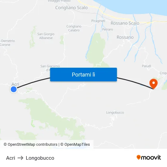 Acri to Longobucco map