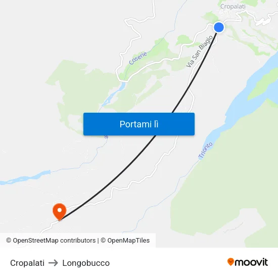 Cropalati to Longobucco map