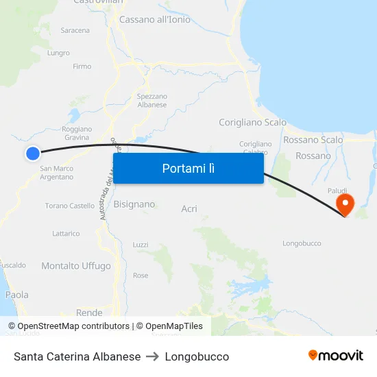 Santa Caterina Albanese to Longobucco map