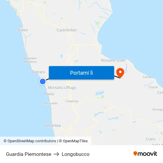 Guardia Piemontese to Longobucco map