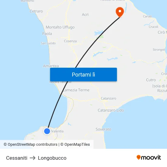 Cessaniti to Longobucco map