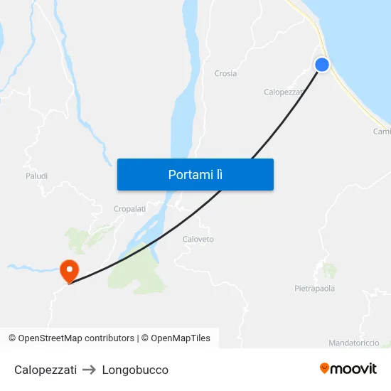 Calopezzati to Longobucco map