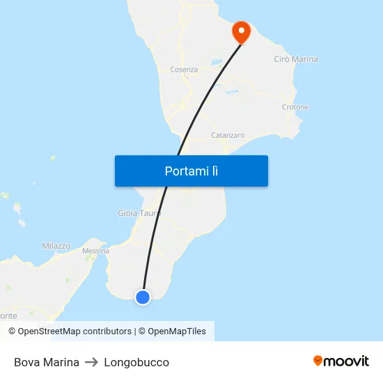 Bova Marina to Longobucco map