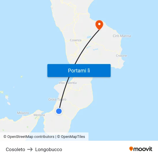 Cosoleto to Longobucco map
