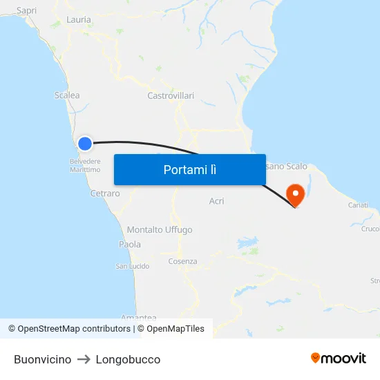 Buonvicino to Longobucco map