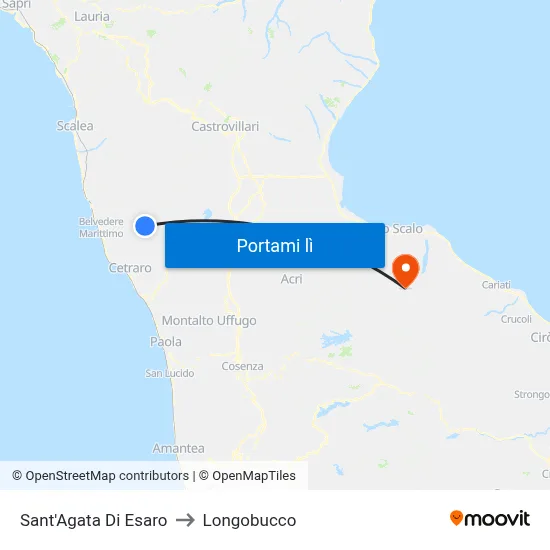 Sant'Agata Di Esaro to Longobucco map
