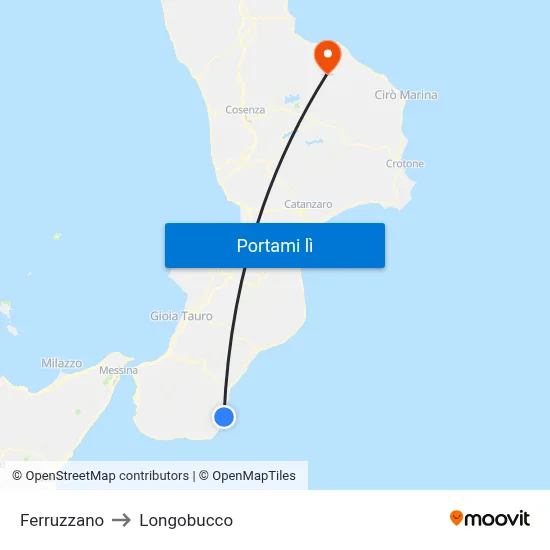 Ferruzzano to Longobucco map