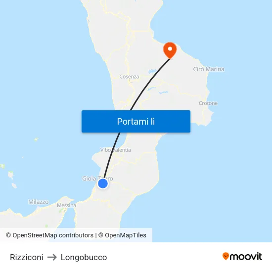 Rizziconi to Longobucco map
