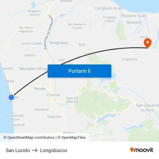 San Lucido to Longobucco map