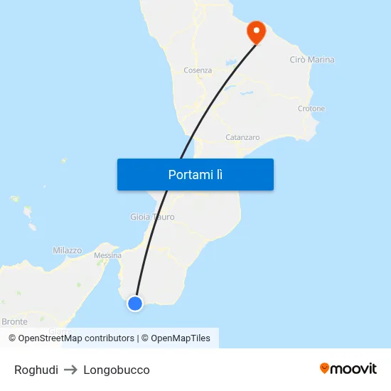 Roghudi to Longobucco map
