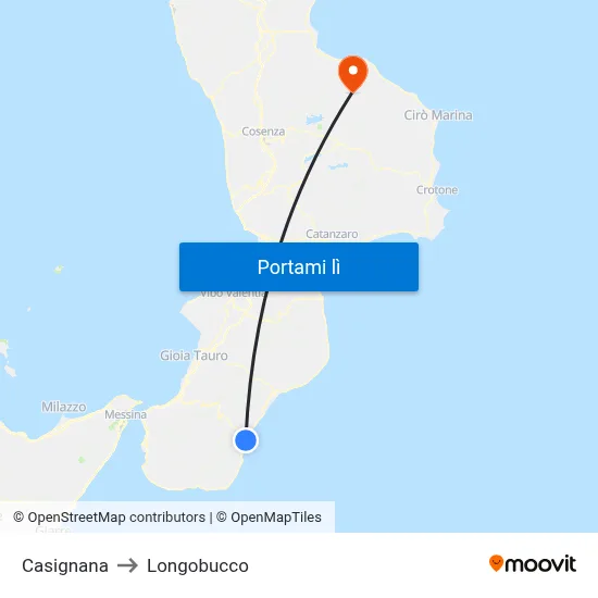 Casignana to Longobucco map