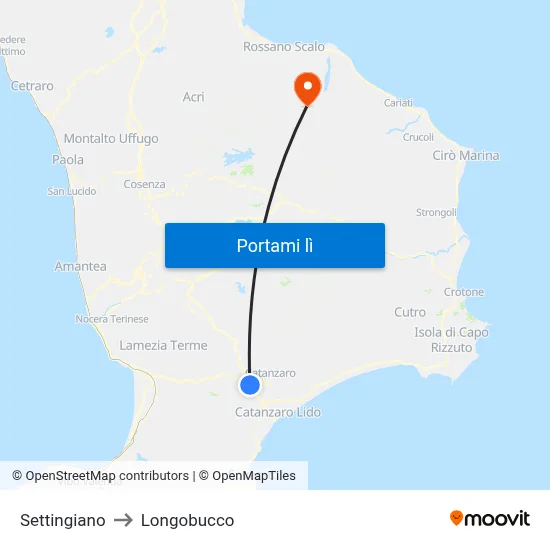 Settingiano to Longobucco map