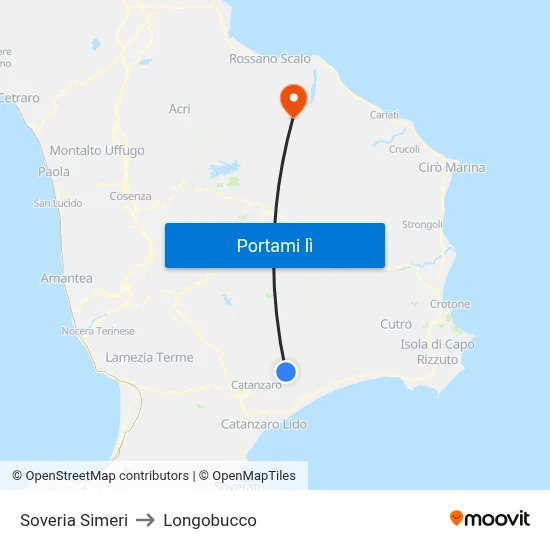 Soveria Simeri to Longobucco map