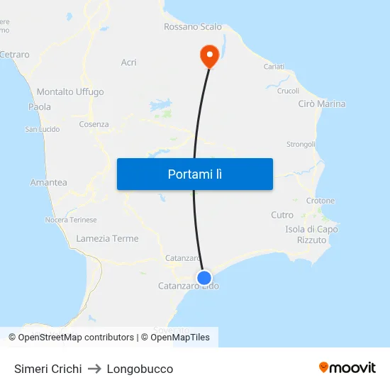 Simeri Crichi to Longobucco map