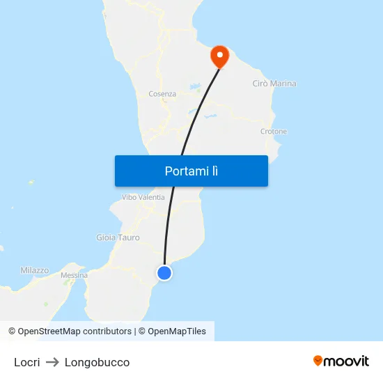 Locri to Longobucco map