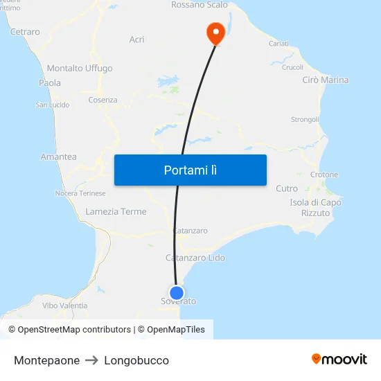 Montepaone to Longobucco map