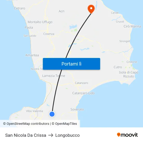 San Nicola Da Crissa to Longobucco map