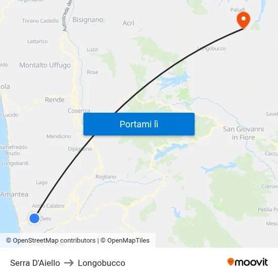 Serra D'Aiello to Longobucco map