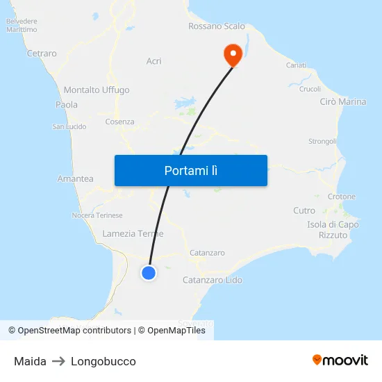 Maida to Longobucco map