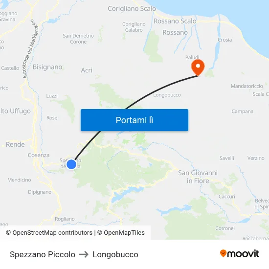 Spezzano Piccolo to Longobucco map