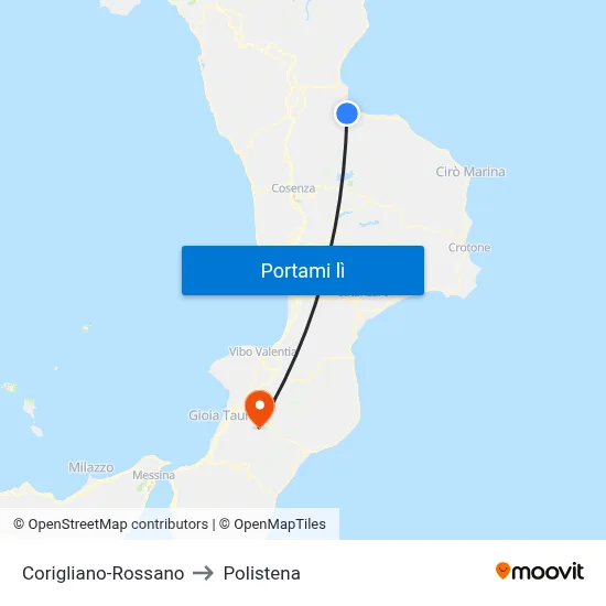 Corigliano-Rossano to Polistena map