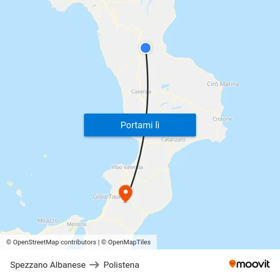 Spezzano Albanese to Polistena map