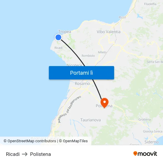 Ricadi to Polistena map