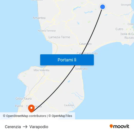 Cerenzia to Varapodio map