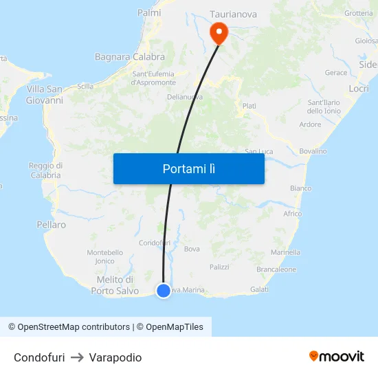 Condofuri to Varapodio map