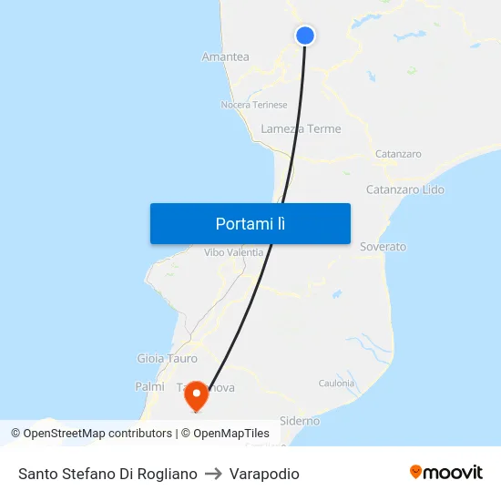 Santo Stefano Di Rogliano to Varapodio map