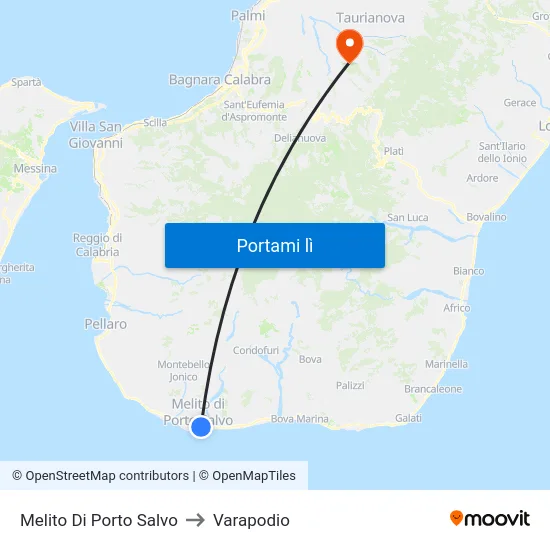 Melito Di Porto Salvo to Varapodio map