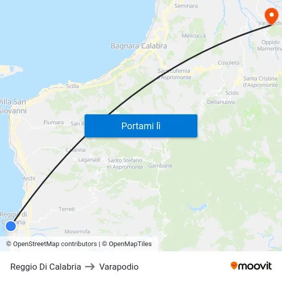 Reggio Di Calabria to Varapodio map