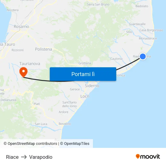 Riace to Varapodio map