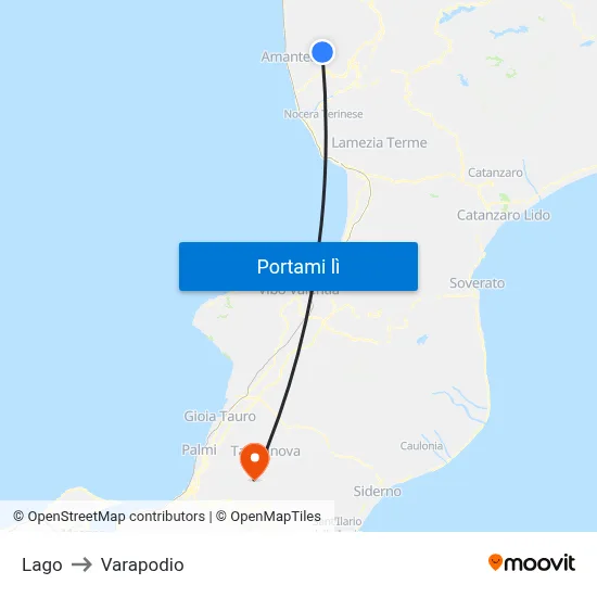 Lago to Varapodio map