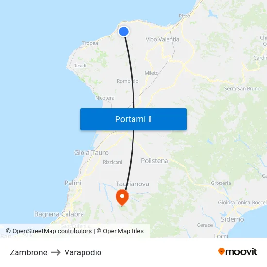 Zambrone to Varapodio map